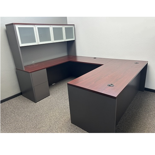 HON 105000 Series Desk with Bridge, Credenza, & Hutch-image